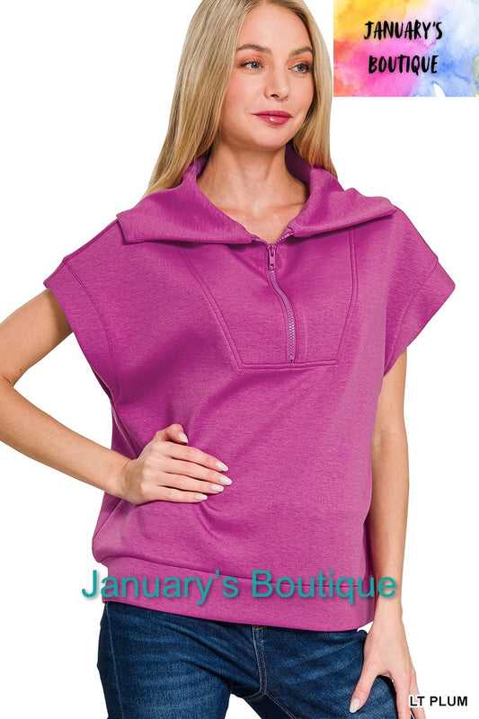 Women’s High Neck Half Zip Plum Top