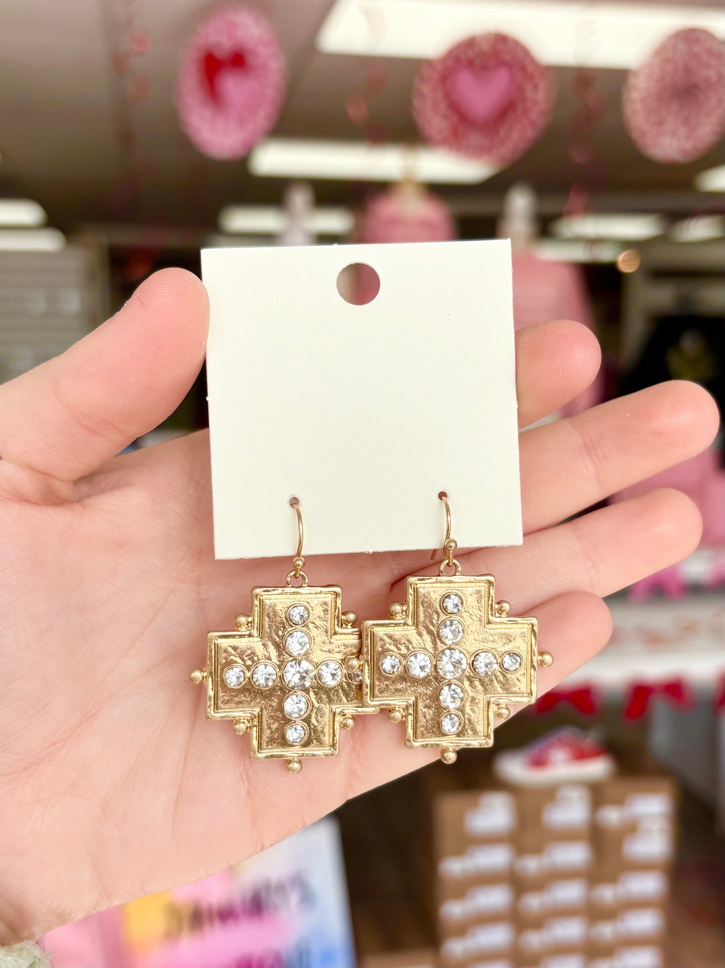 Rhinestone Cross Earrings