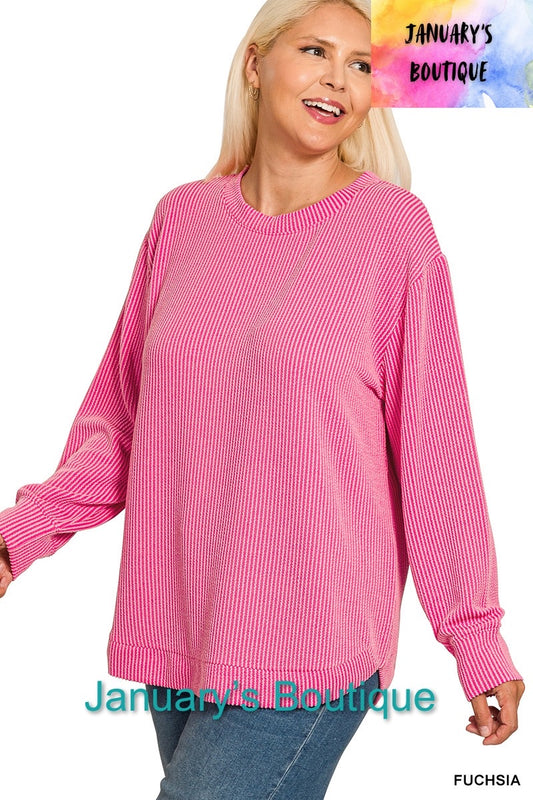 Women’s Plus Fuchsia Ribbed Top