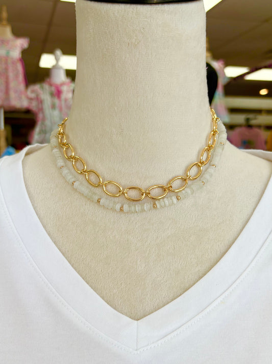 Layered Bead & Chain Necklace Set