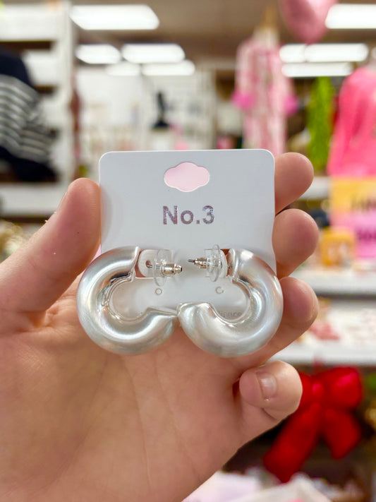 KK Chunky Matte Silver Hoops