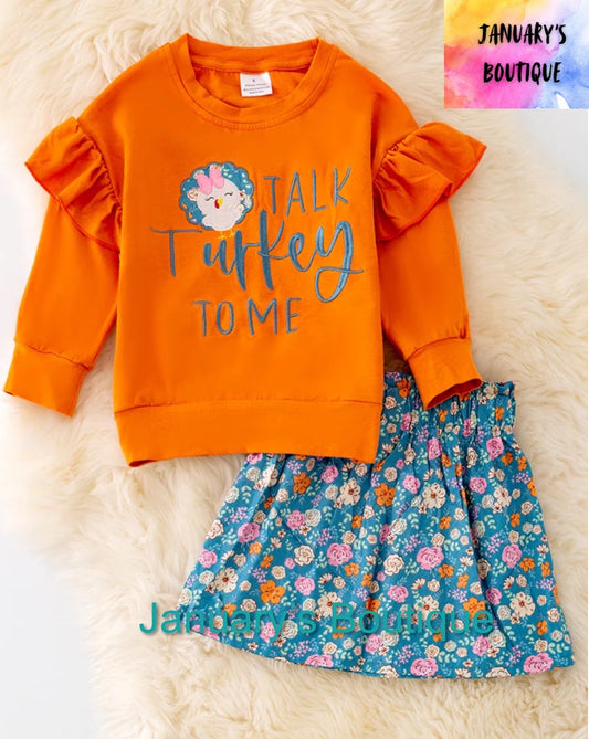 Girl’s Talk Turkey To Me Skirt Set