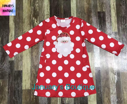 Girl’s Embroidered Santa Dress