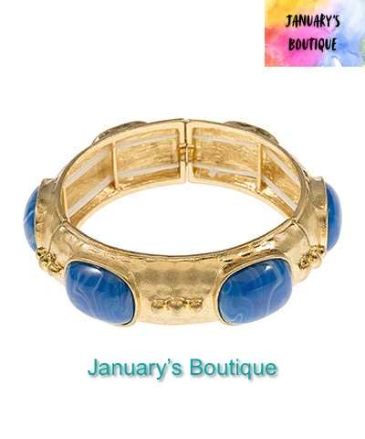 Blue & Gold Square Stone Bracelet