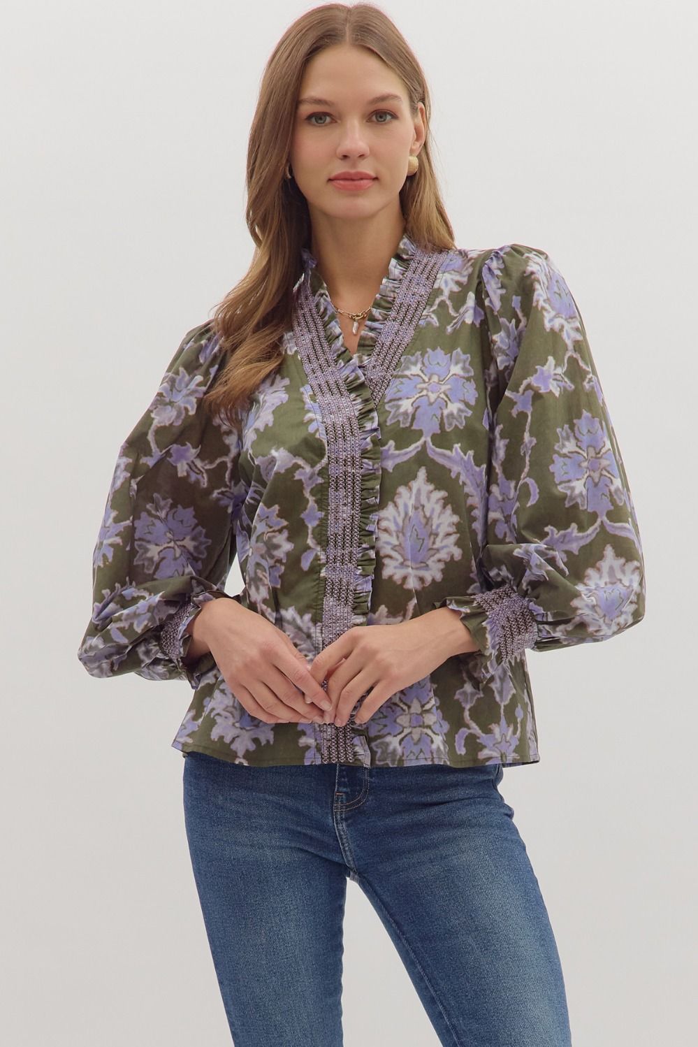 Women’s Floral Print V-neck Top