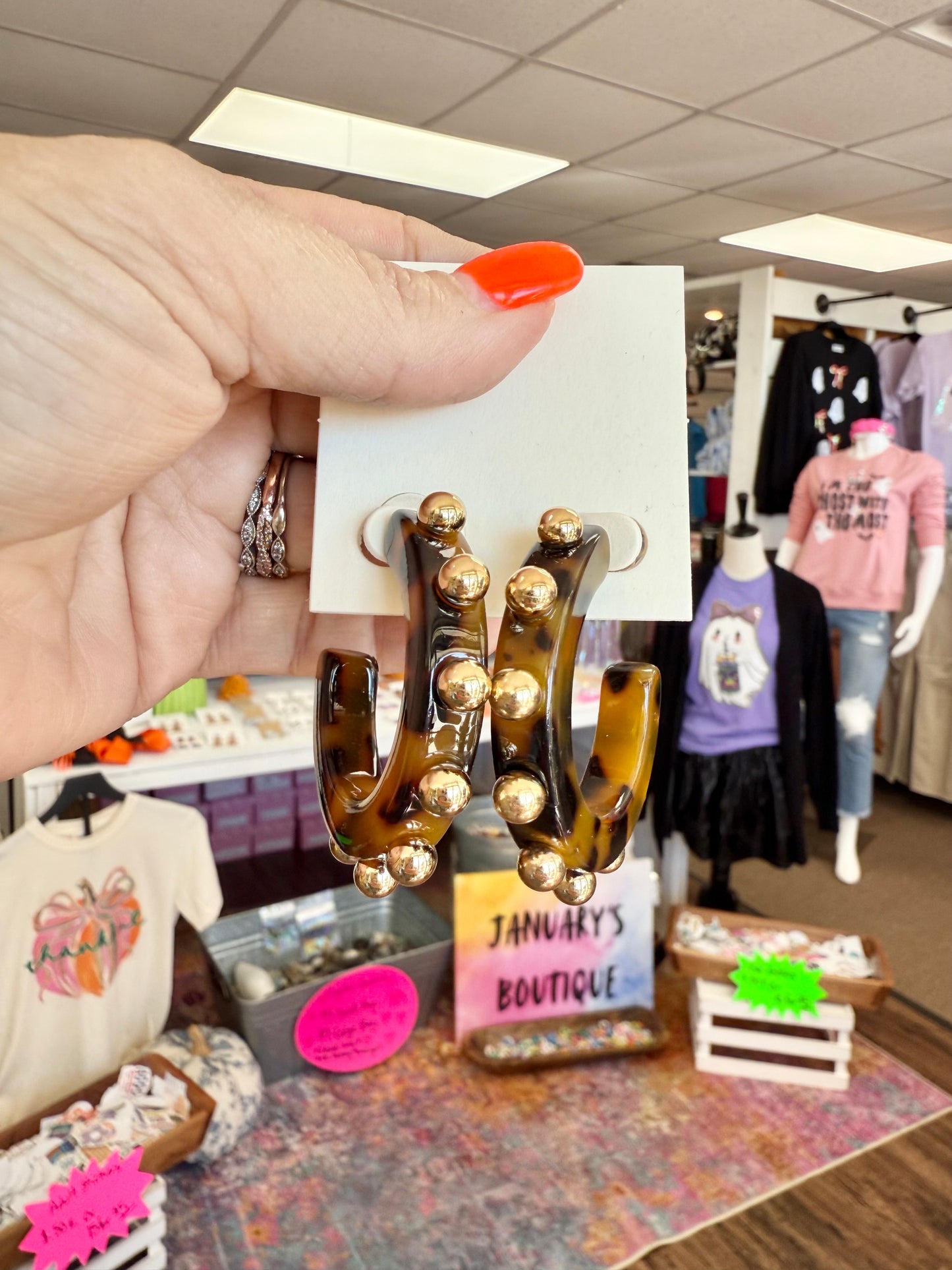 Tortoise Hoops with Gold Accents