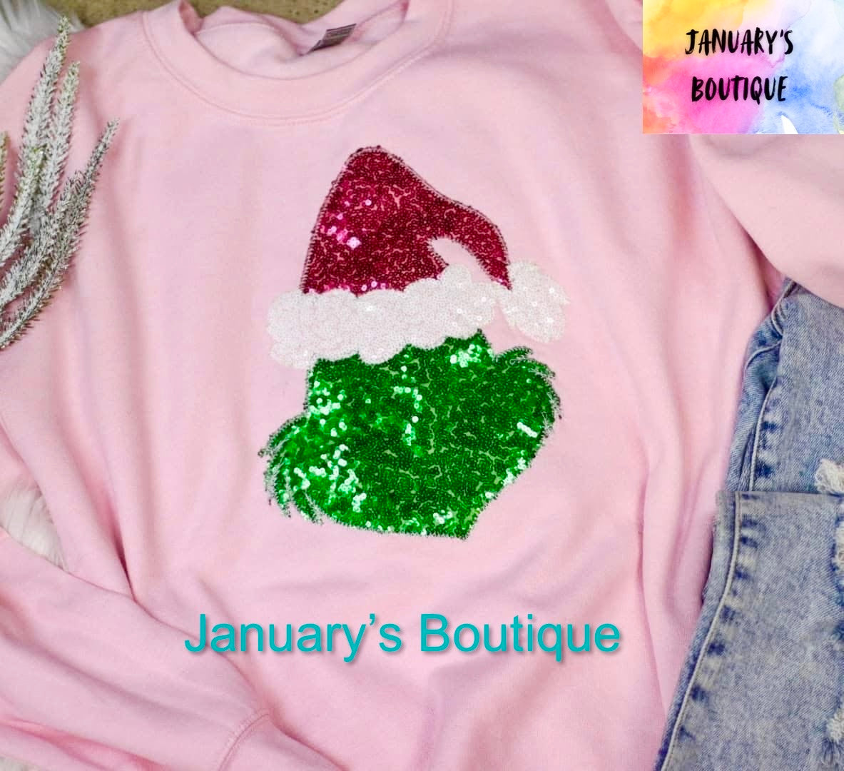 Women’s Sequin Grinch Sweatshirt