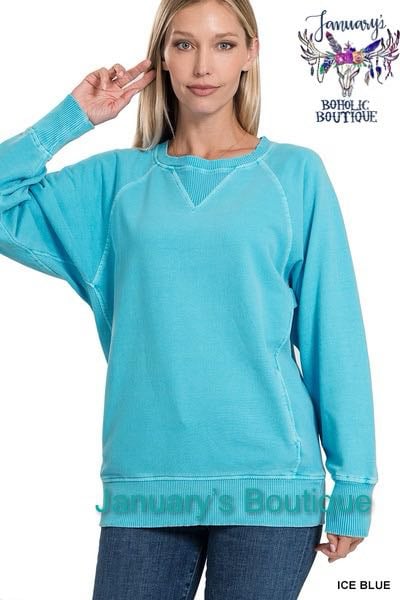 Women's French Terry Ice Blue Pullover