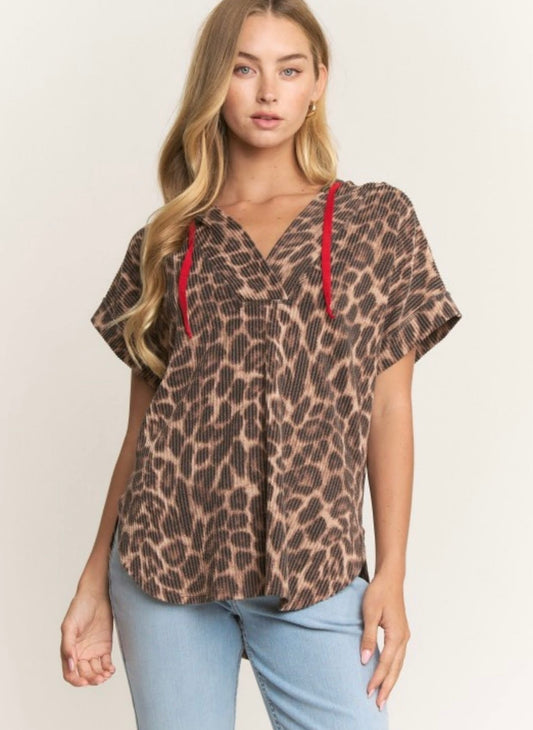 Women’s Plus Leopard Hooded Top