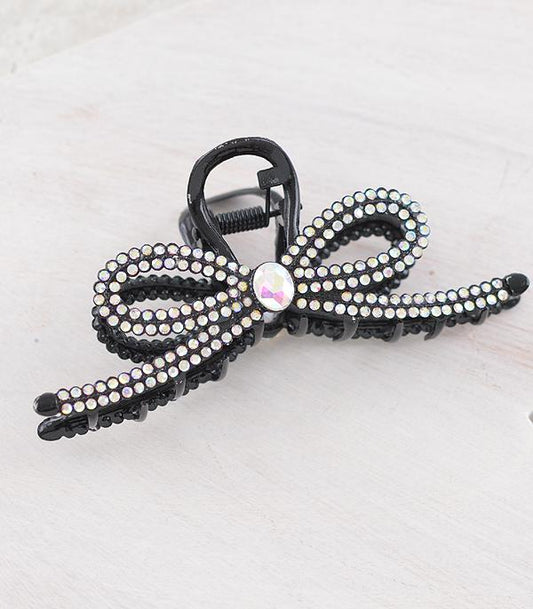 Black AB Stone Bow Hair Clip