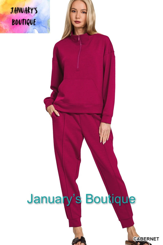Women’s Cabernet Half Zip Scuba Jogger Set