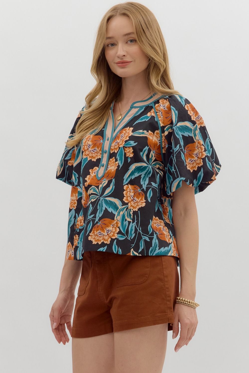 Women’s Entro Black Floral Top