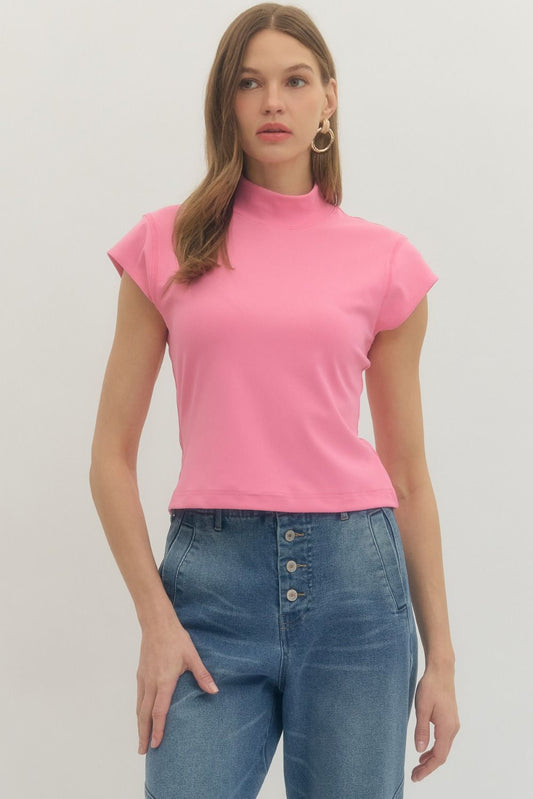 Women’s Entro Pink Mock Neck Top