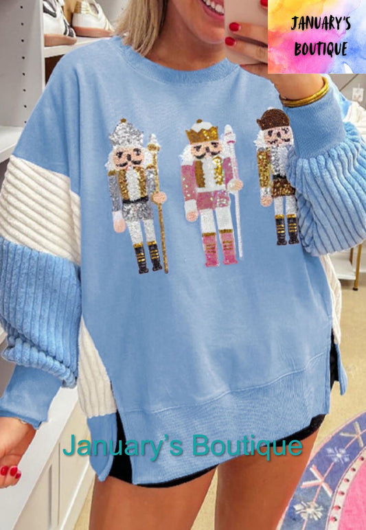 Women’s Blue Sequin Nutcracker Top