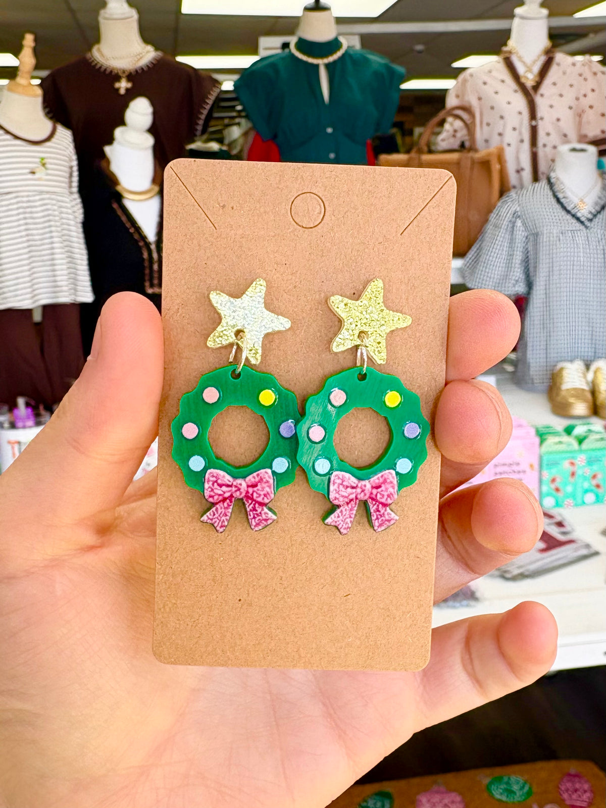 KK Christmas Wreath W/ Bow Earrings