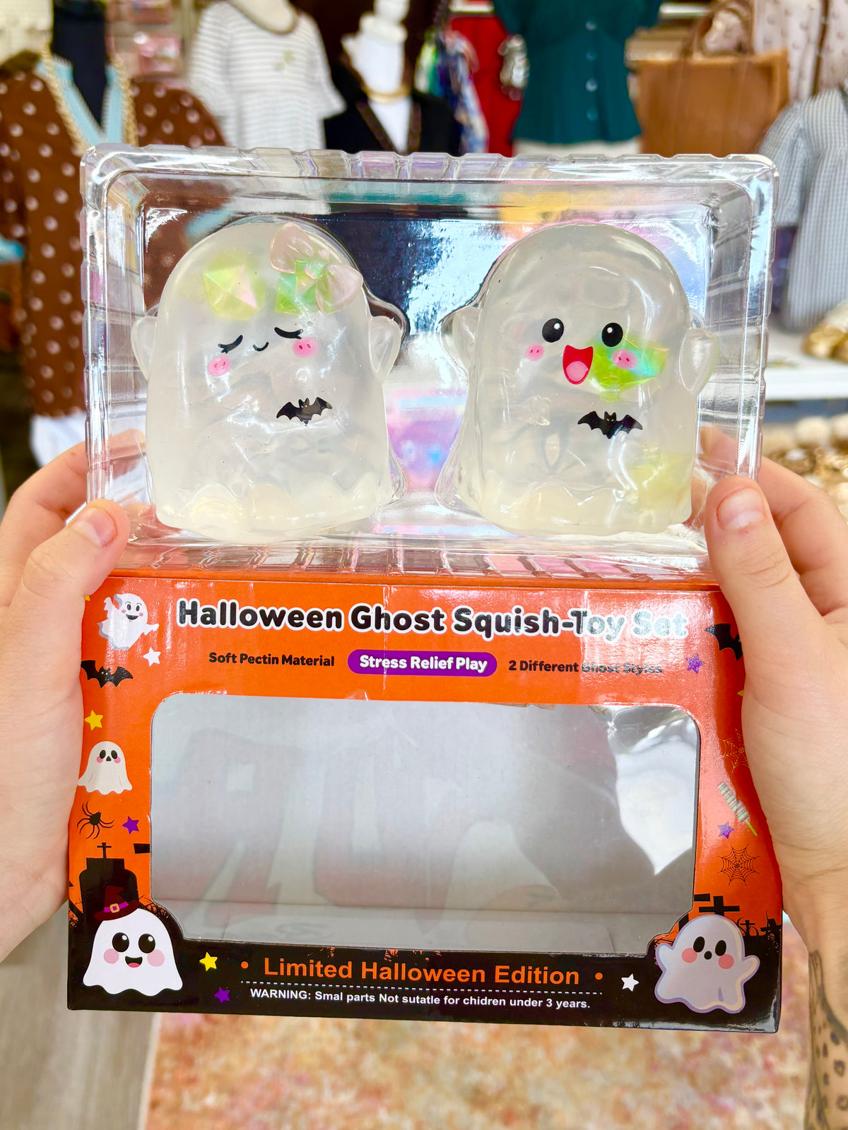 KK Coconut Oil Girl/Boy Ghost Pair W/Gems Inside
