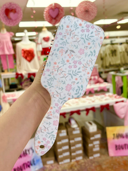 KK Multicolor Floral Hair Brush