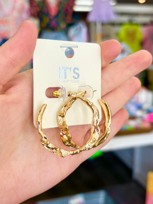 KK Matte Gold Melted Hoops