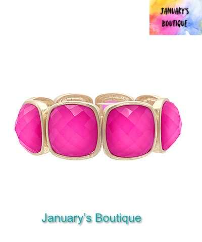 Dark Pink Square Stone Bracelet