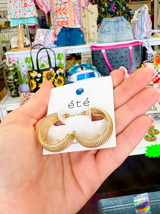 KK Matte Gold Textured Hoops