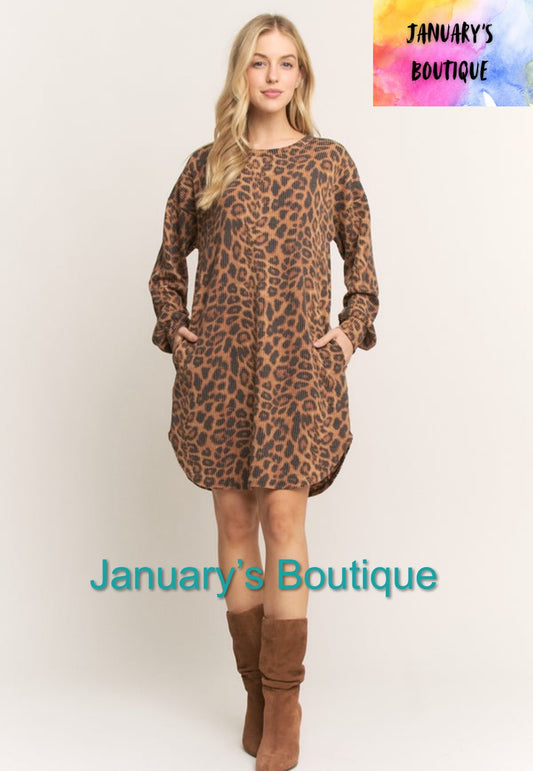 Women’s Leopard Ribbed Dress Small-3X