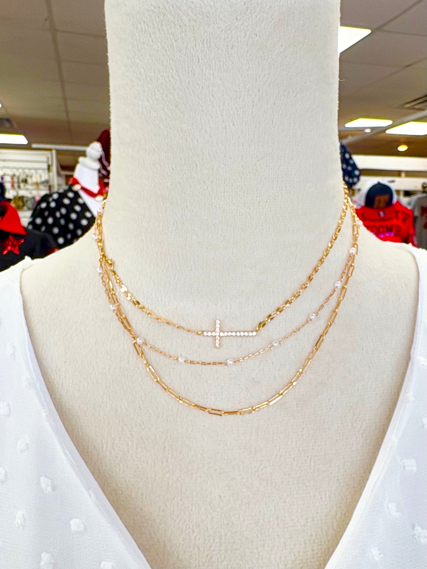 Gold Layered Dainty Cross Necklace