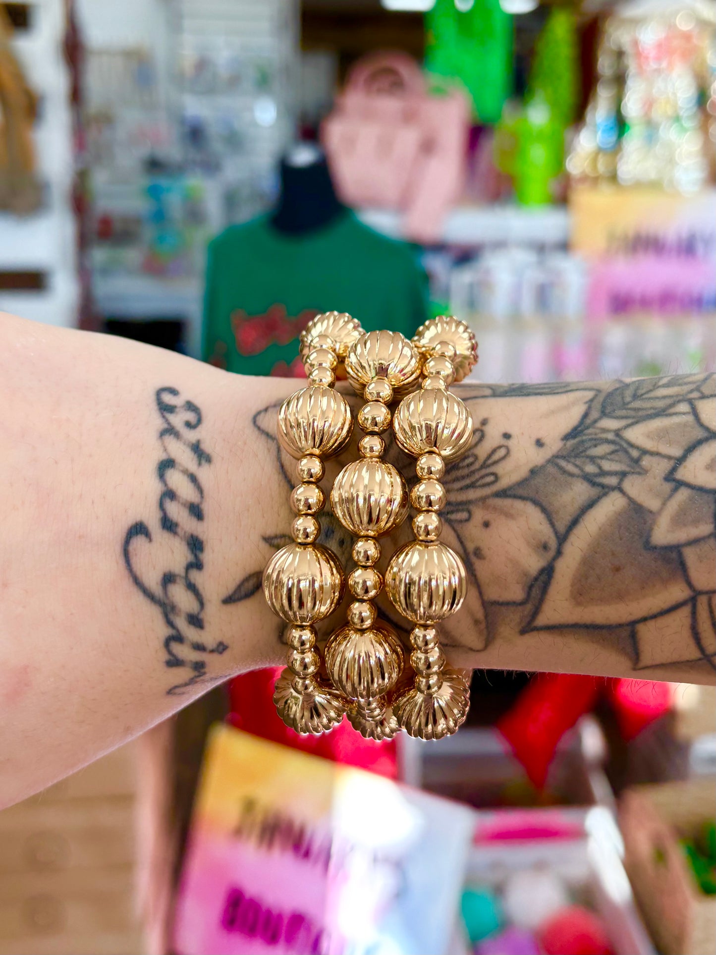 Gold Beaded Accent Bracelets