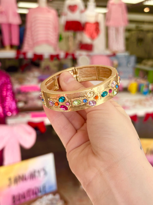 KK Encrusted Color Stone Chunky Bracelet