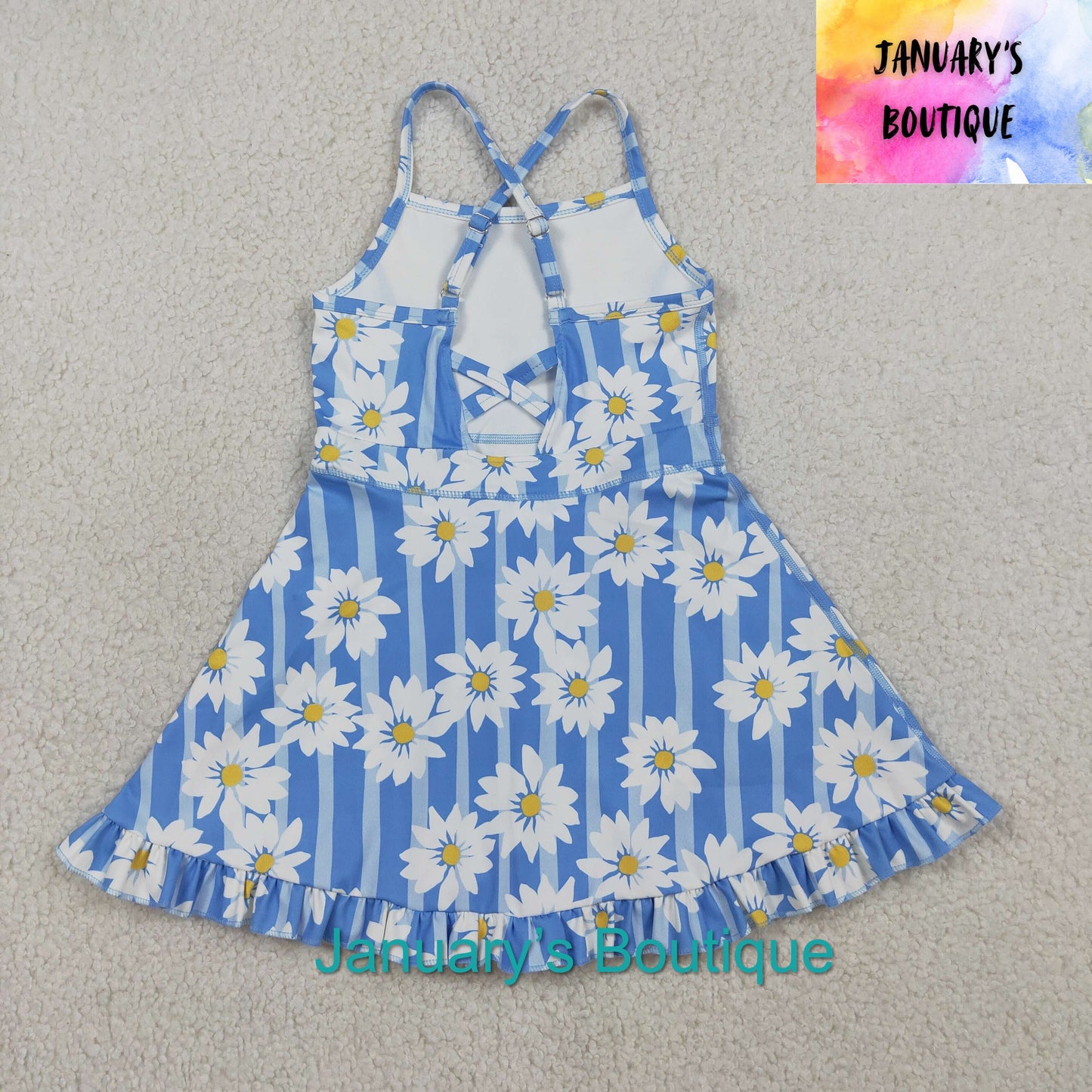 Girl’s Blue Floral Athletic Dress