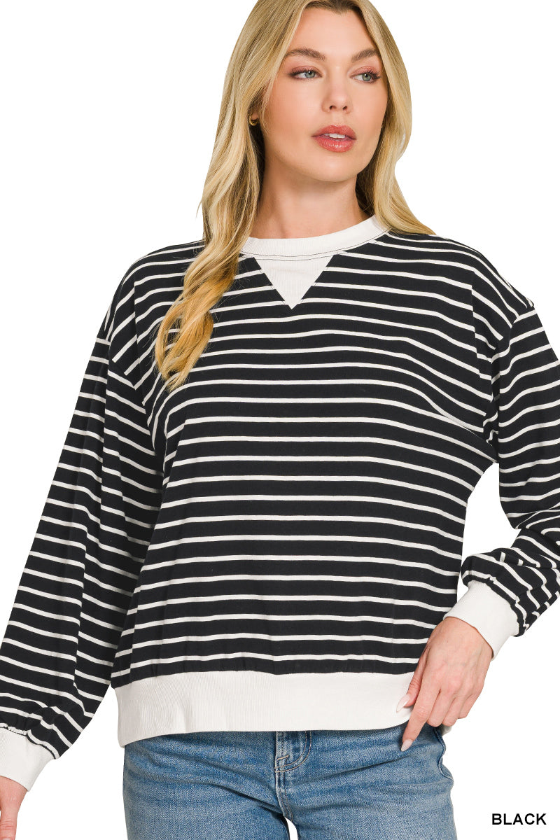 Women’s Black Striped Pullover