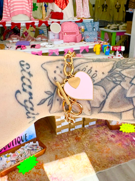 KK Pink Toggle Heart Bracelet