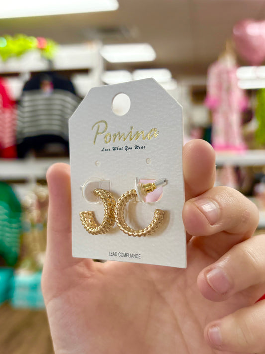 KK Small Textured Matte Gold Hoops