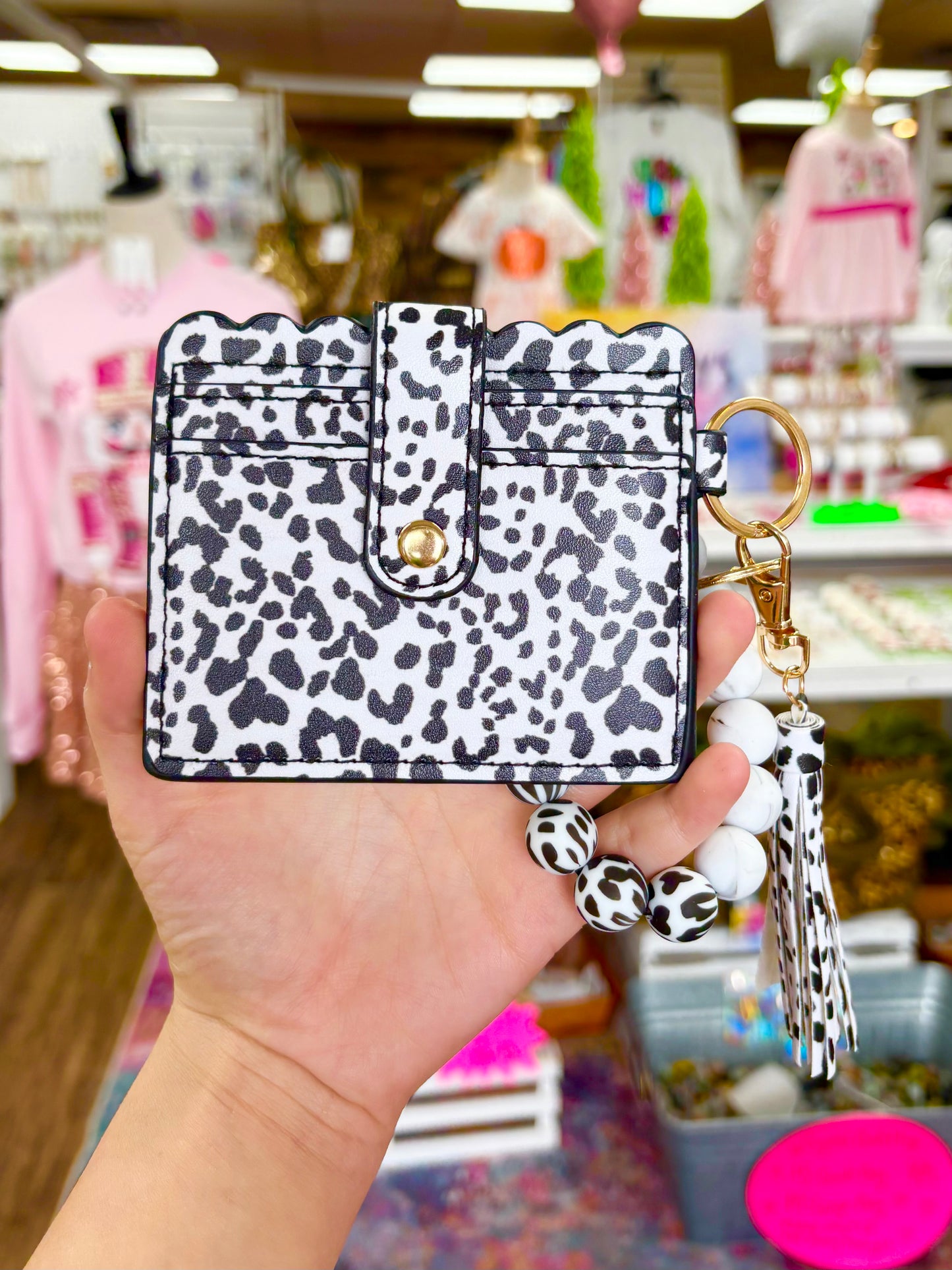 KK White Leopard Wallet Wristlet