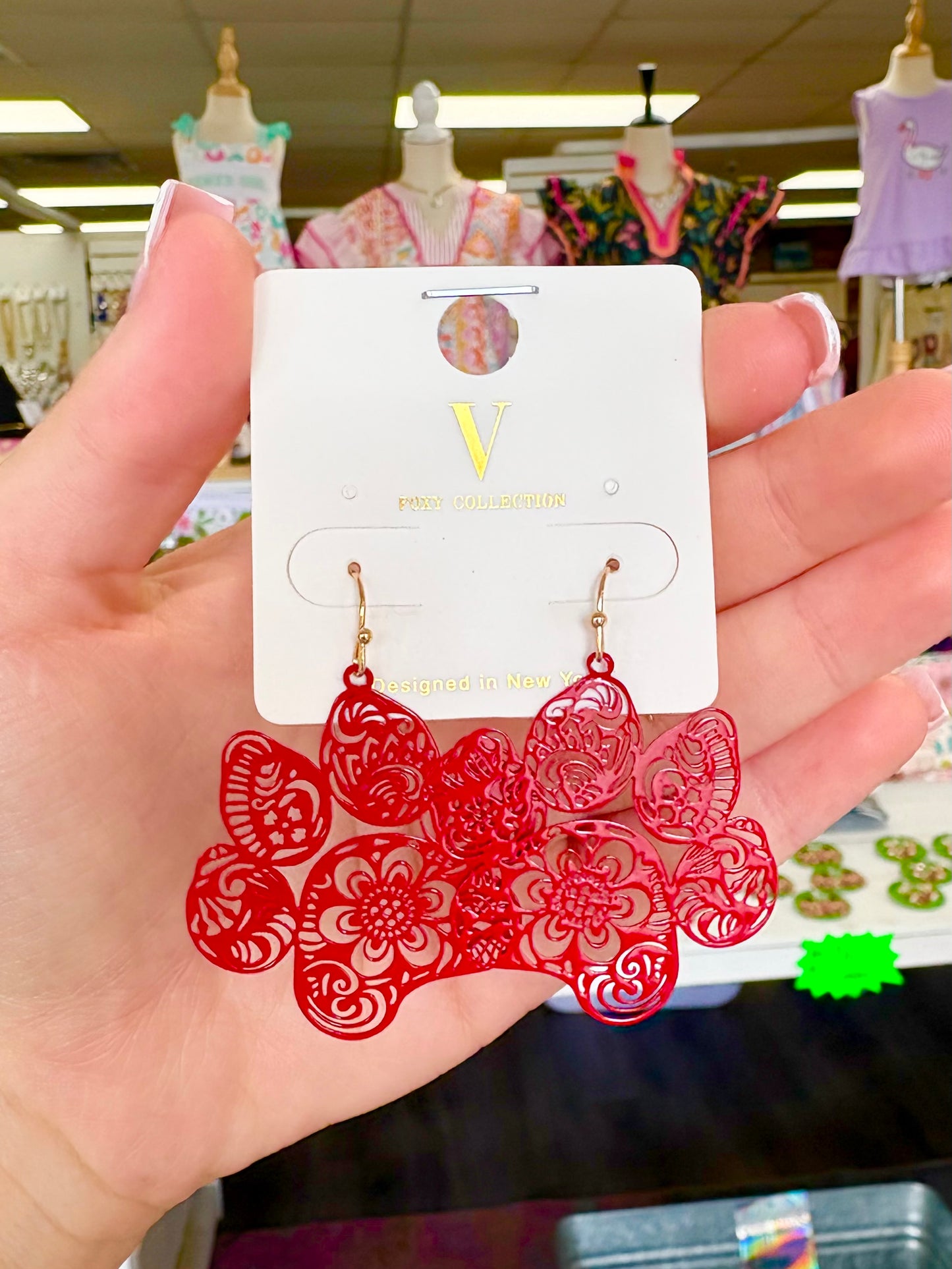 Red Cut Out Earrings