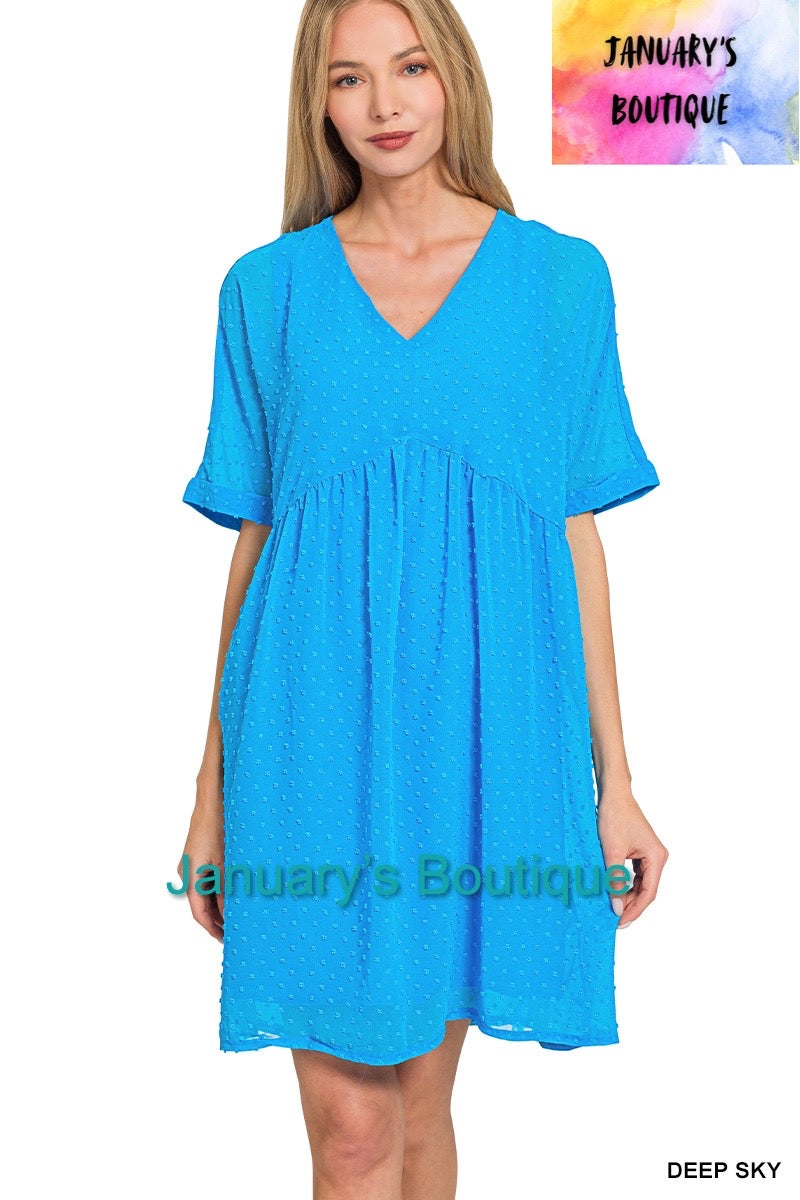 Women’s Deep Sky Swiss Dot Dress