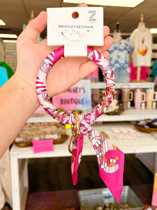 KK Pink/White Pattern Scarf Wristlet