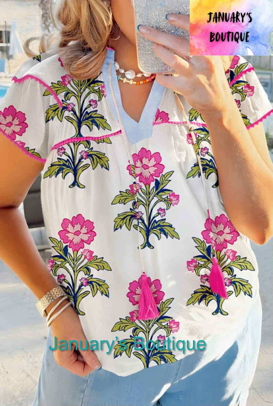 Women's Plus Vintage Floral Print Top