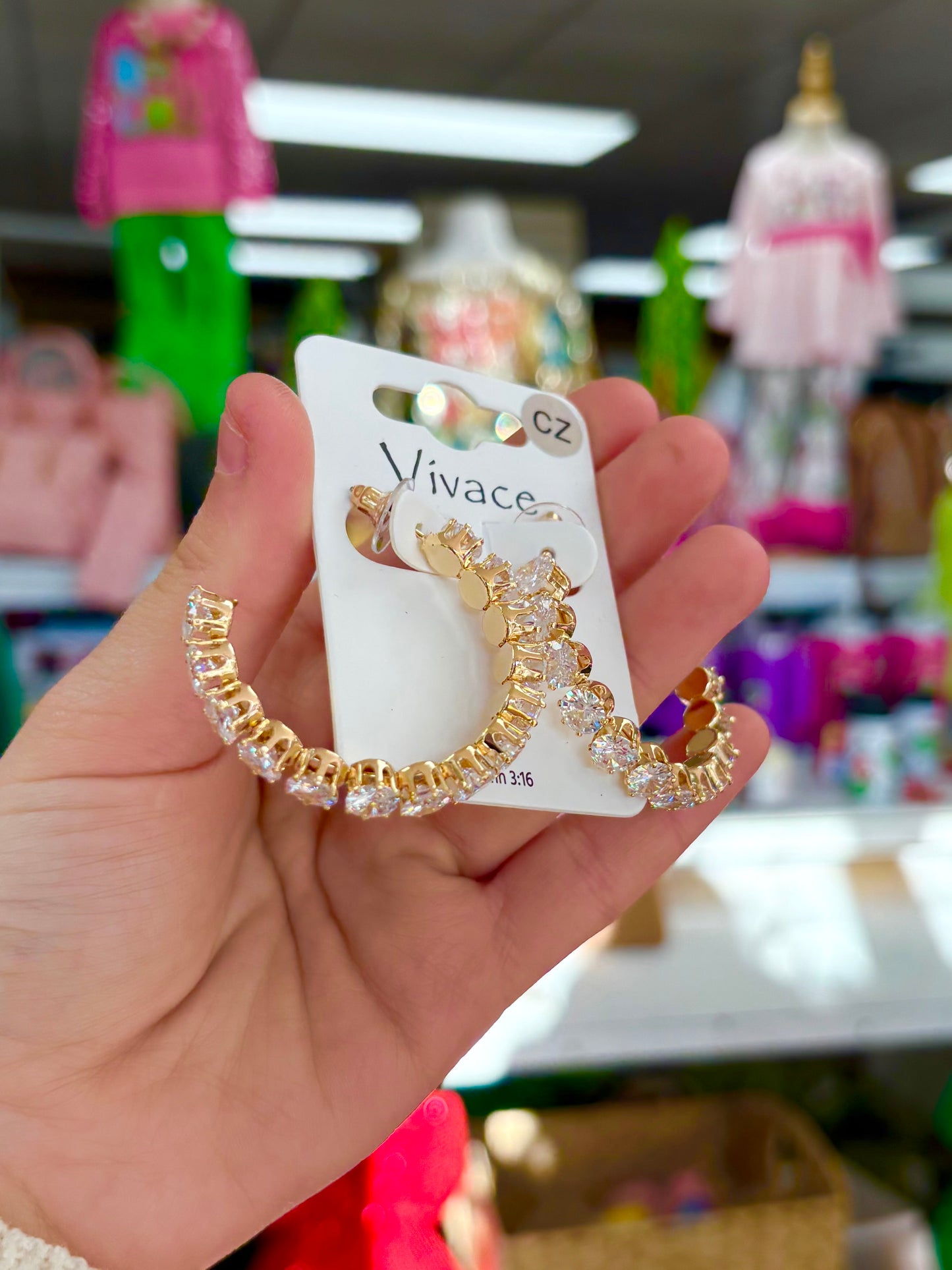 KK Gold Rhinestone Hoops