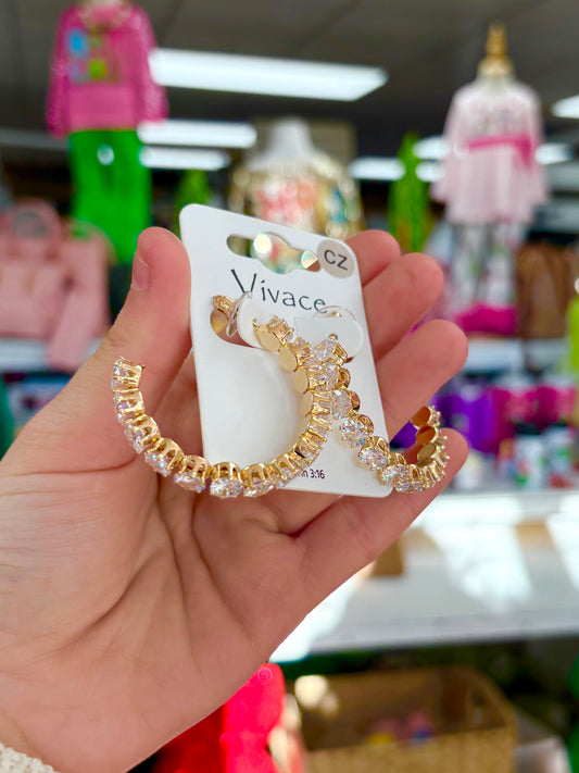 KK Gold Rhinestone Hoops