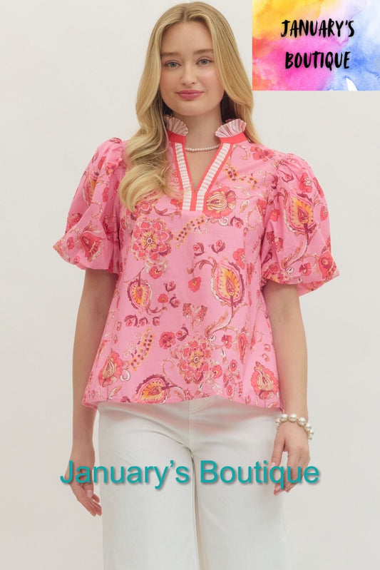 Women’s Entro Pink Floral Top