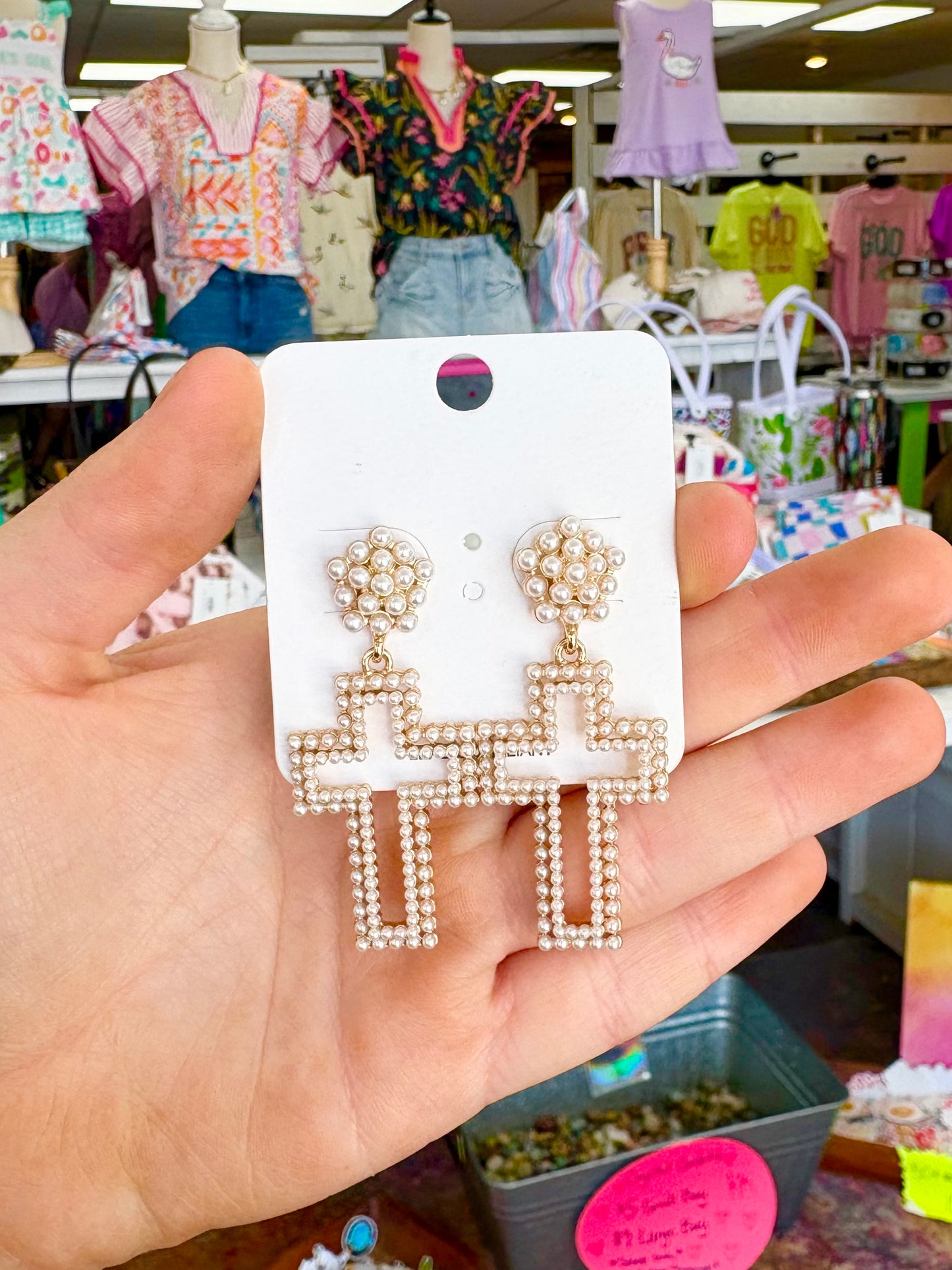 KK Pearl Cross Earrings