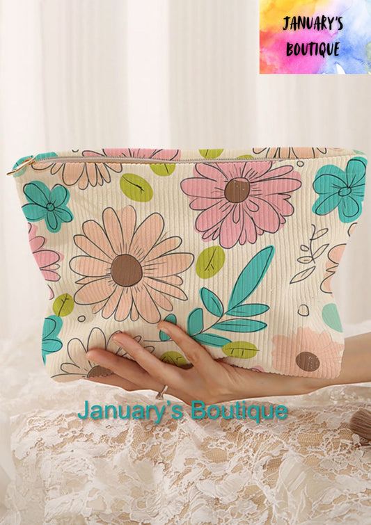Retro Floral Cosmetic Bag