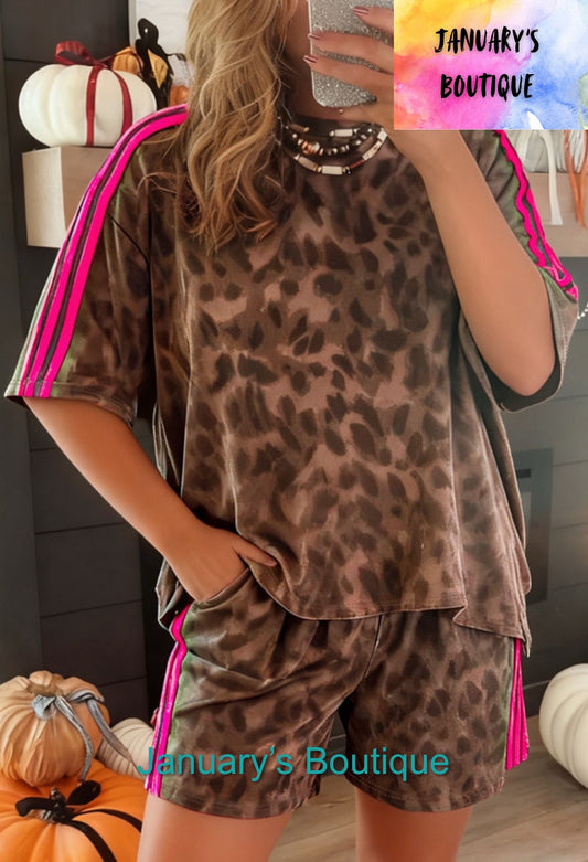 Women’s Pink & Leopard Short Set