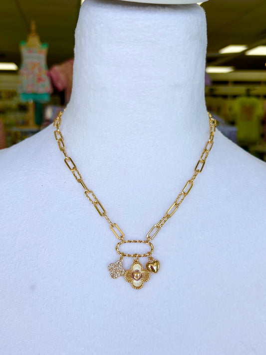 KK Gold Clover Charm Necklace