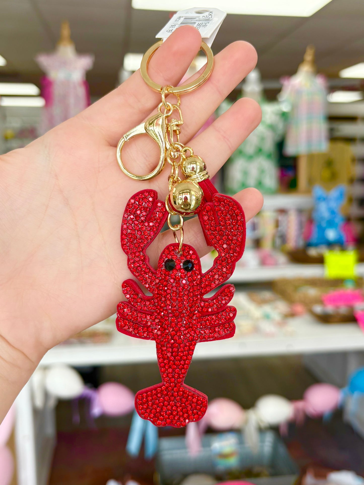 Rhinestone Lobster Keychain