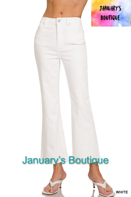 Women’s White Acid Washed Frayed Bootcut Pants