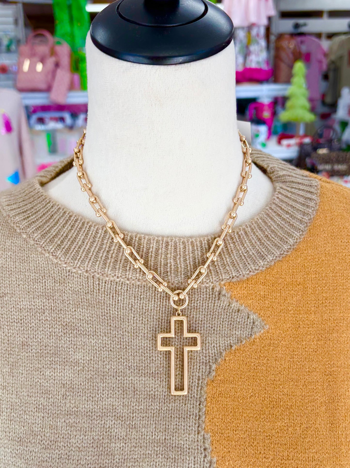 Gold Cross Chain Necklace