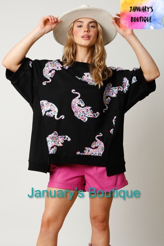 Women’s Sequin Tiger Top