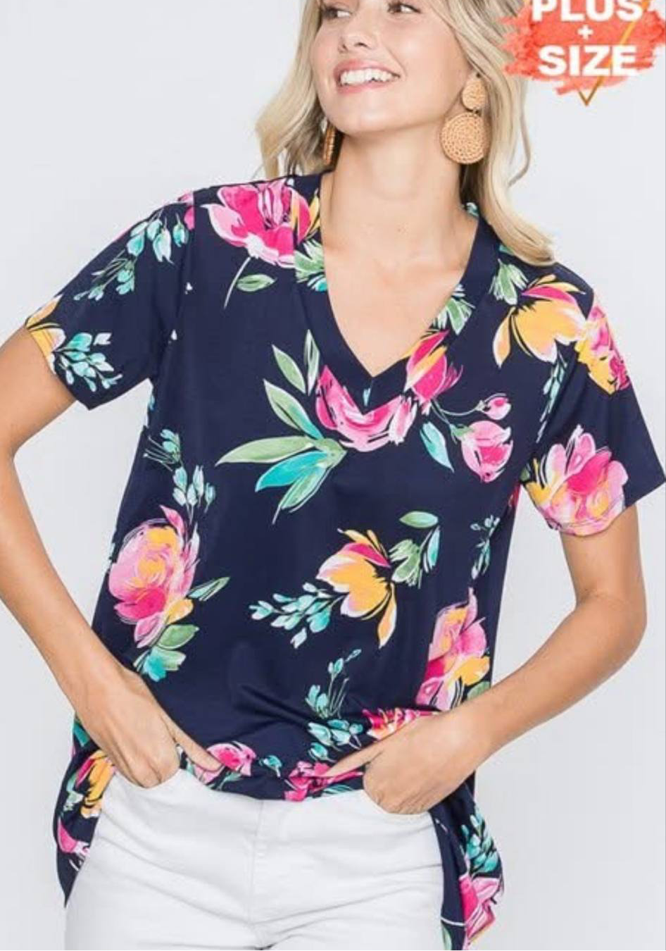 Women’s Navy Floral Top