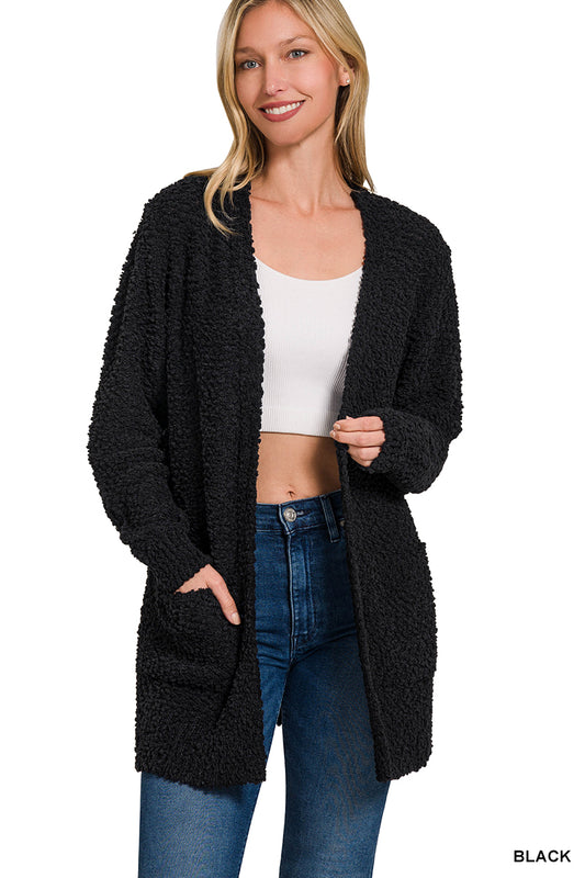 Women’s Black Popcorn Cardigan